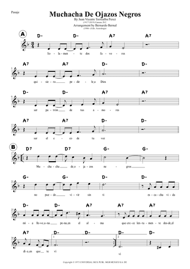 Muchacha De Ojazos Negros (arr. Bernardo Bernal Hidalgo)