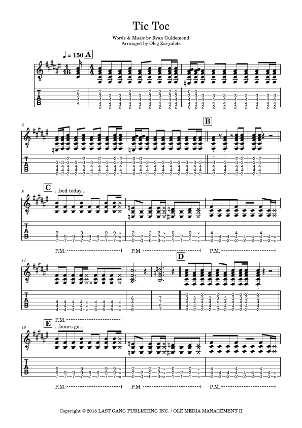 Tic Toc (arr. Oleg Zavyalets)