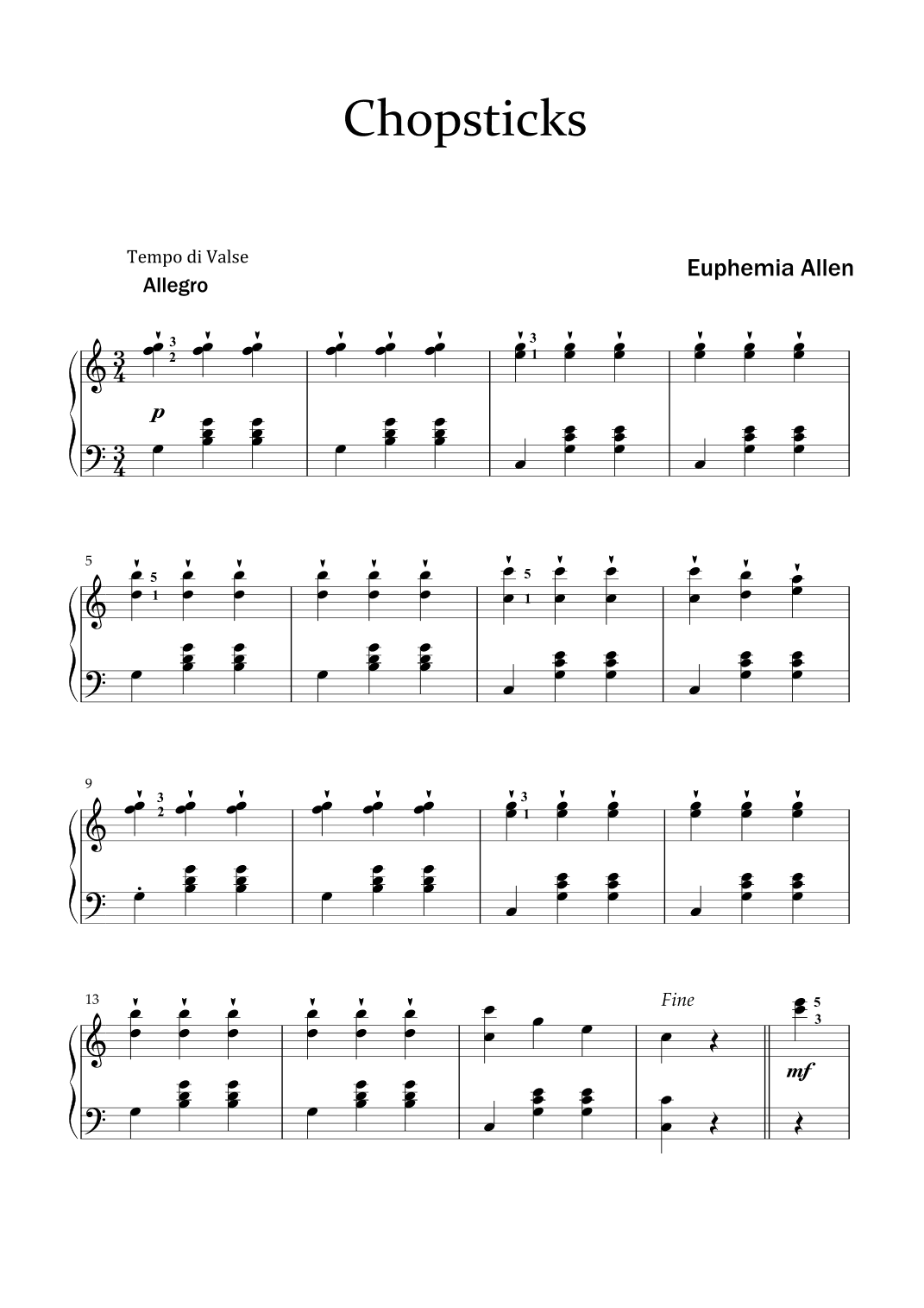 Chopsticks (arr. javier franco)