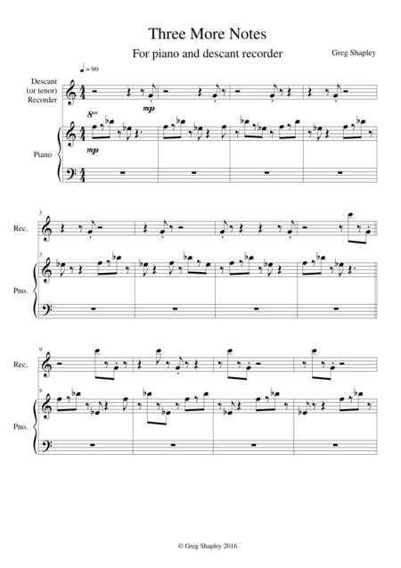 Three More Notes (for recorder and piano)