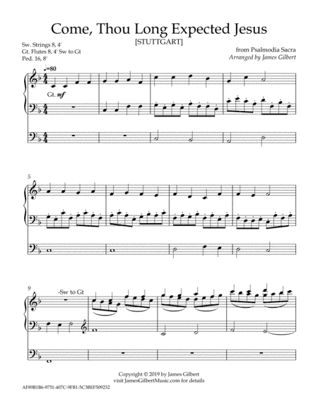 Come, Thou Long Expected Jesus [STUTTGART] (arr. James Gilbert)