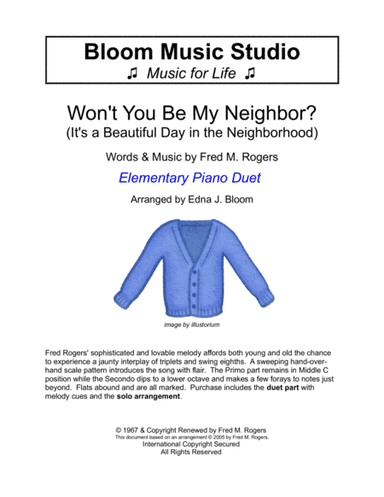 Won't You Be My Neighbor? (it's A Beautiful Day In The Neighborhood) (arr. Edna J. Bloom)