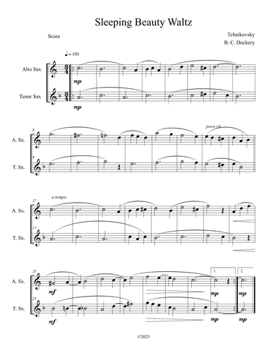 Sleeping Beauty Waltz (Alto and Tenor Sax Duet) (arr. B. C. Dockery)