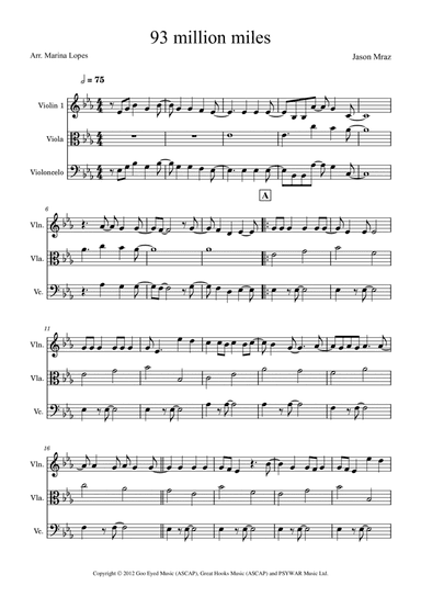 93 Million Miles (arr. Marina Lopes)