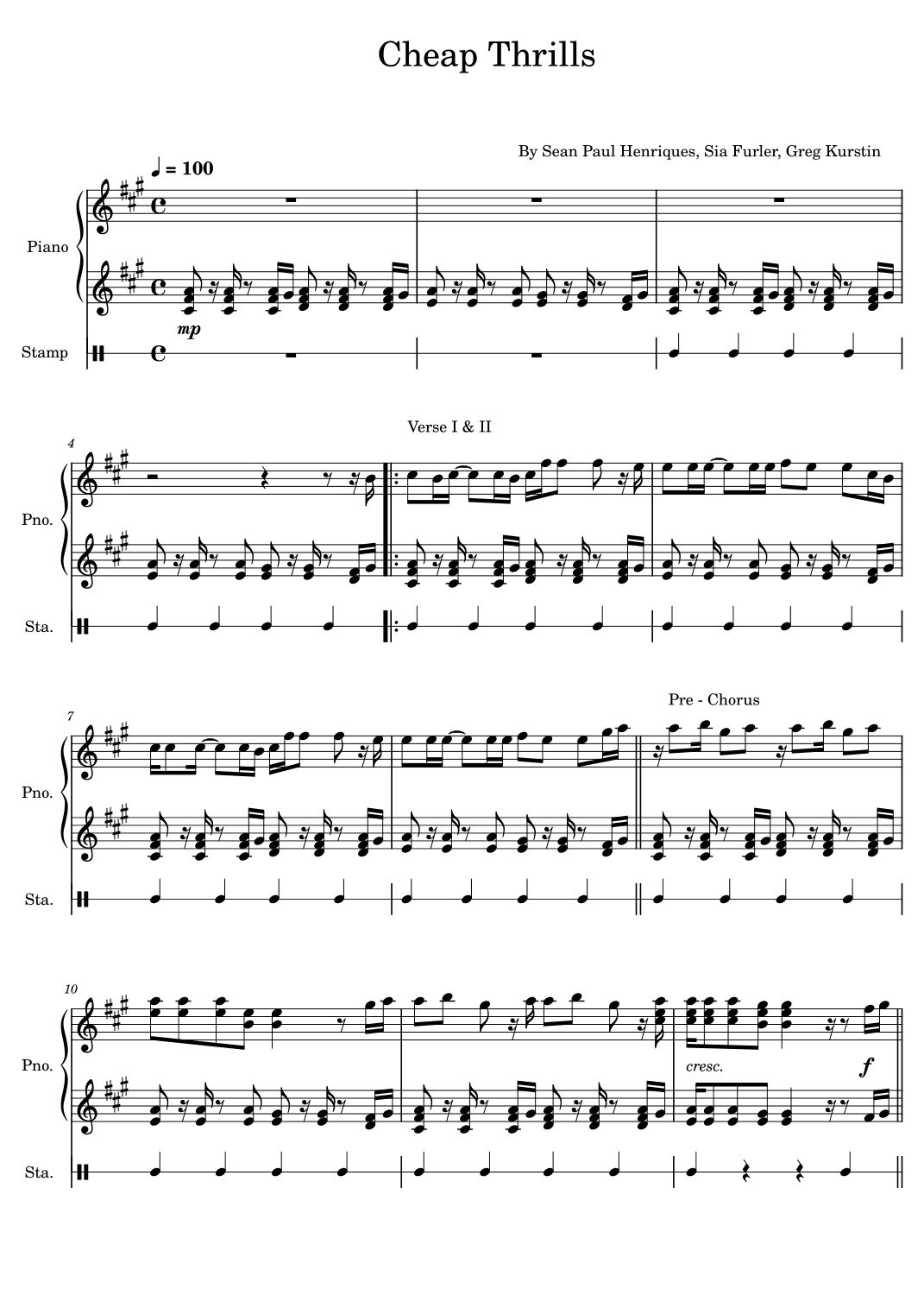 Cheap Thrills (feat. Sean Paul) (arr. poon)