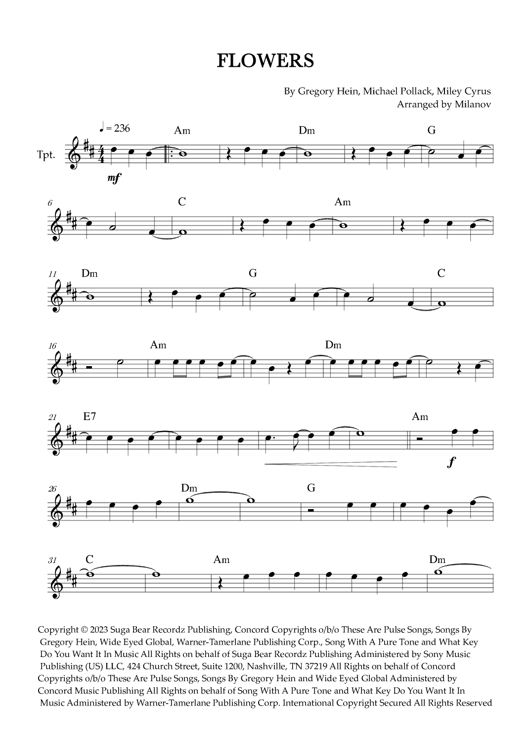 Flowers (arr. Milanov)