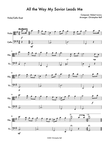 All the Way My Savior Leads Me - Easy Viola/Cello Duet (arr. Christopher Bell)