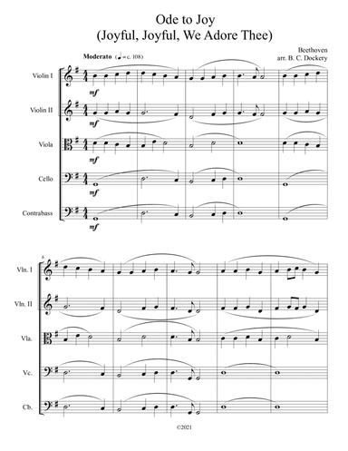 Ode to Joy (Joyful, Joyful, We Adore Thee) for String Orchestra (arr. B. C. Dockery)