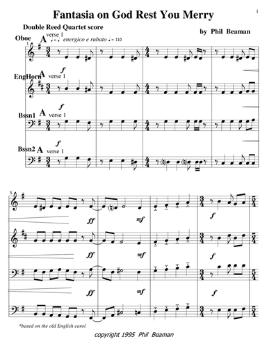 Fantasia on God Rest You Merry - Double Reed Quartet (arr. Phil Beaman)