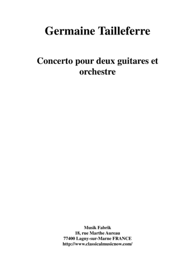 Germaine Tailleferre: Concerto for two guitars and orchestra, score only