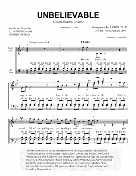 Unbelievable (arr. Aaron Dale)