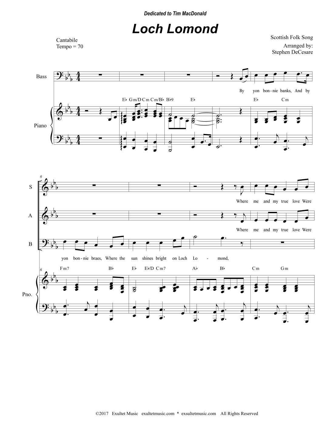 Loch Lomond (SAB) (arr. Stephen DeCesare)