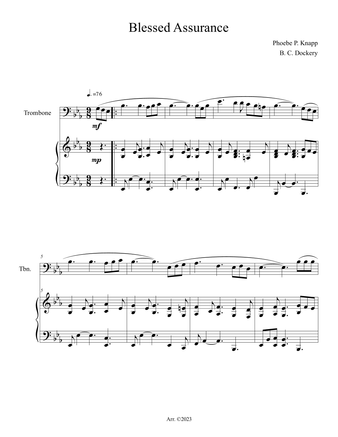 Blessed Assurance (Trombone Solo with Piano Accompaniment) (arr. B. C. Dockery)