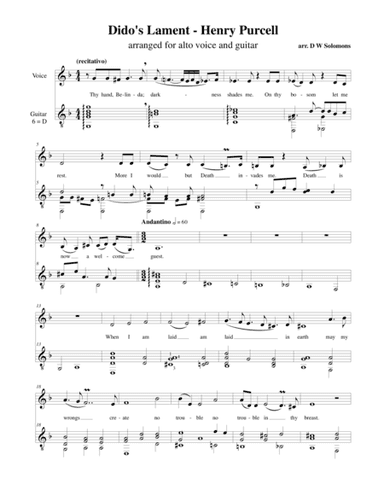 Dido's Lament (When I am laid in Earth) (Alto and classical guitar) (arr. David Warin Solomons)