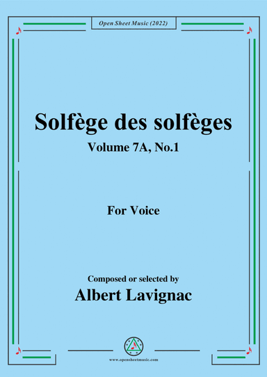 Lavignac-Solfege des solfeges,Volume 7A No.1,for Voice (arr. Open Cloud)