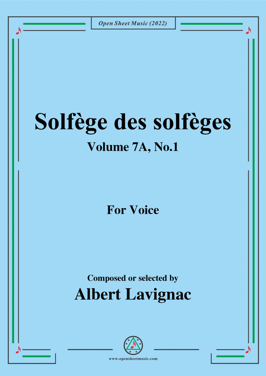 Lavignac-Solfege des solfeges,Volume 7A No.1,for Voice (arr. Open Cloud)