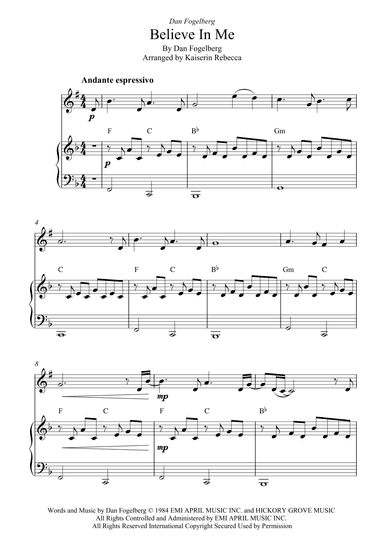 Believe In Me (arr. Kaiserin Rebecca)