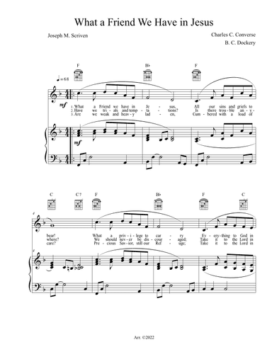 What a Friend We Have in Jesus (Piano/Vocal/Guitar) (arr. B. C. Dockery)