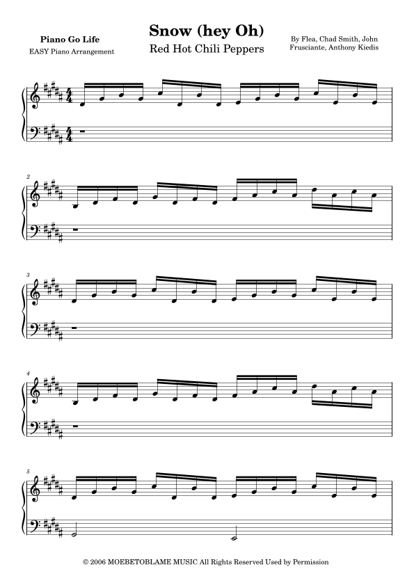 Snow (hey Oh) (arr. Piano Go Life)
