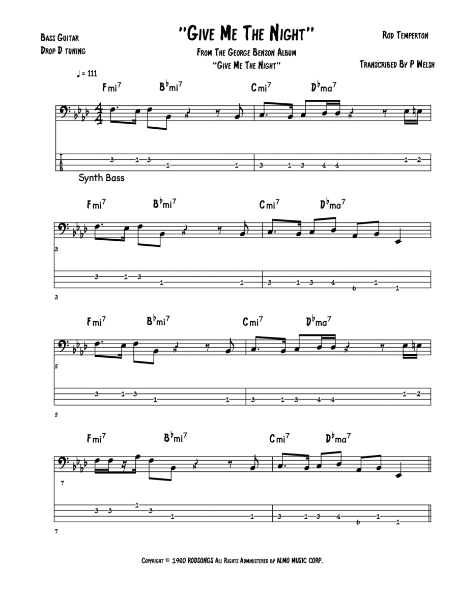 Give Me The Night (arr. Accubass)