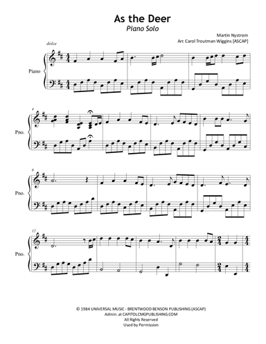 As The Deer (arr. Carol Troutman Wiggins)