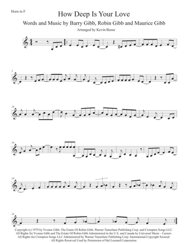 How Deep Is Your Love  from the Motion Picture SATURDAY NIGHT FEVER (arr. Kevin Busse)