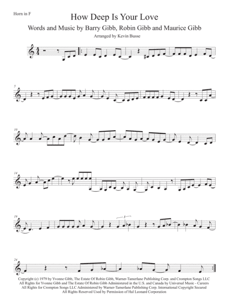 How Deep Is Your Love  from the Motion Picture SATURDAY NIGHT FEVER (arr. Kevin Busse)