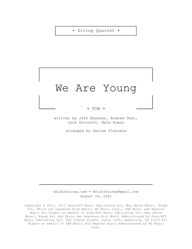 We Are Young (arr. Denise Flatness)