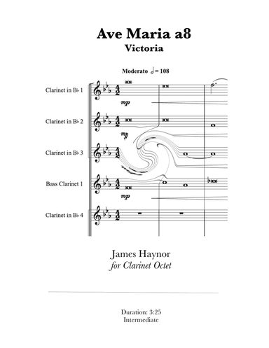 Ave Maria a8 for Clarinet Octet (arr. James Haynor)