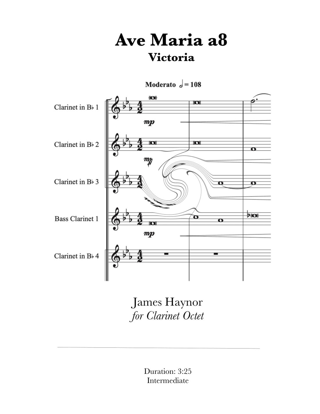 Ave Maria a8 for Clarinet Octet (arr. James Haynor)