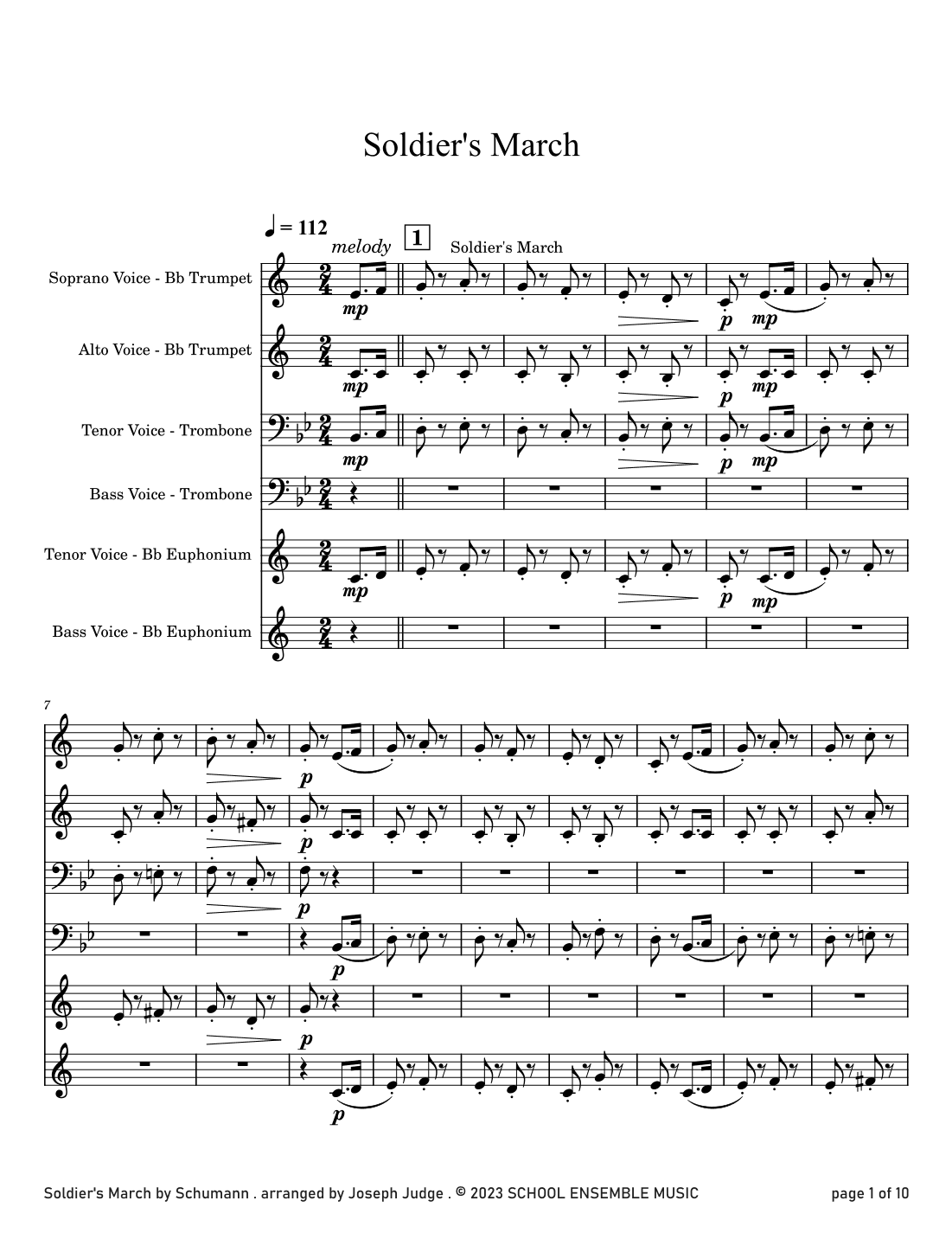 Soldier's March by Schumann for Brass Quartet in Schools (arr. Joseph Judge)