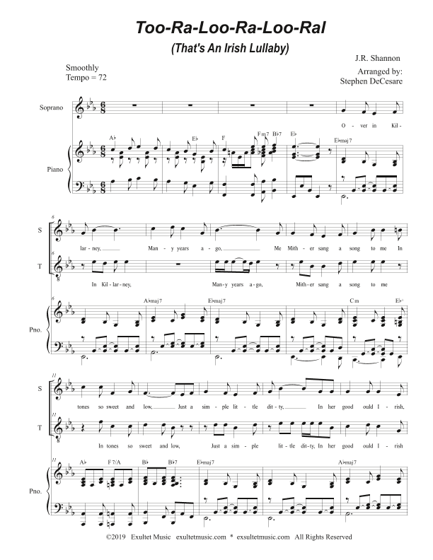 Too-Ra-Loo-Ra-Loo-Ral (That's an Irish Lullaby) (Duet for Soprano & Tenor Solo) (arr. Stephen DeCesare)