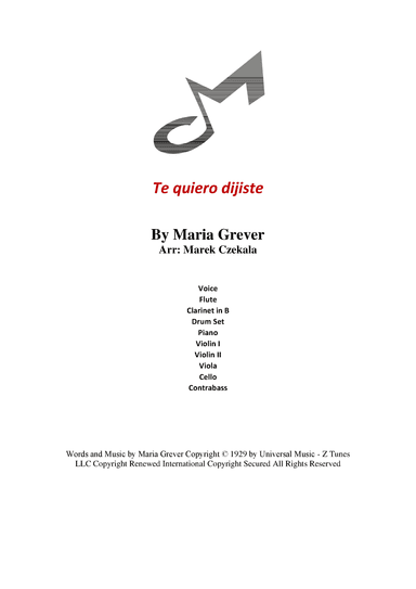 Te Quiero Dijiste (arr. Marek Czekala)