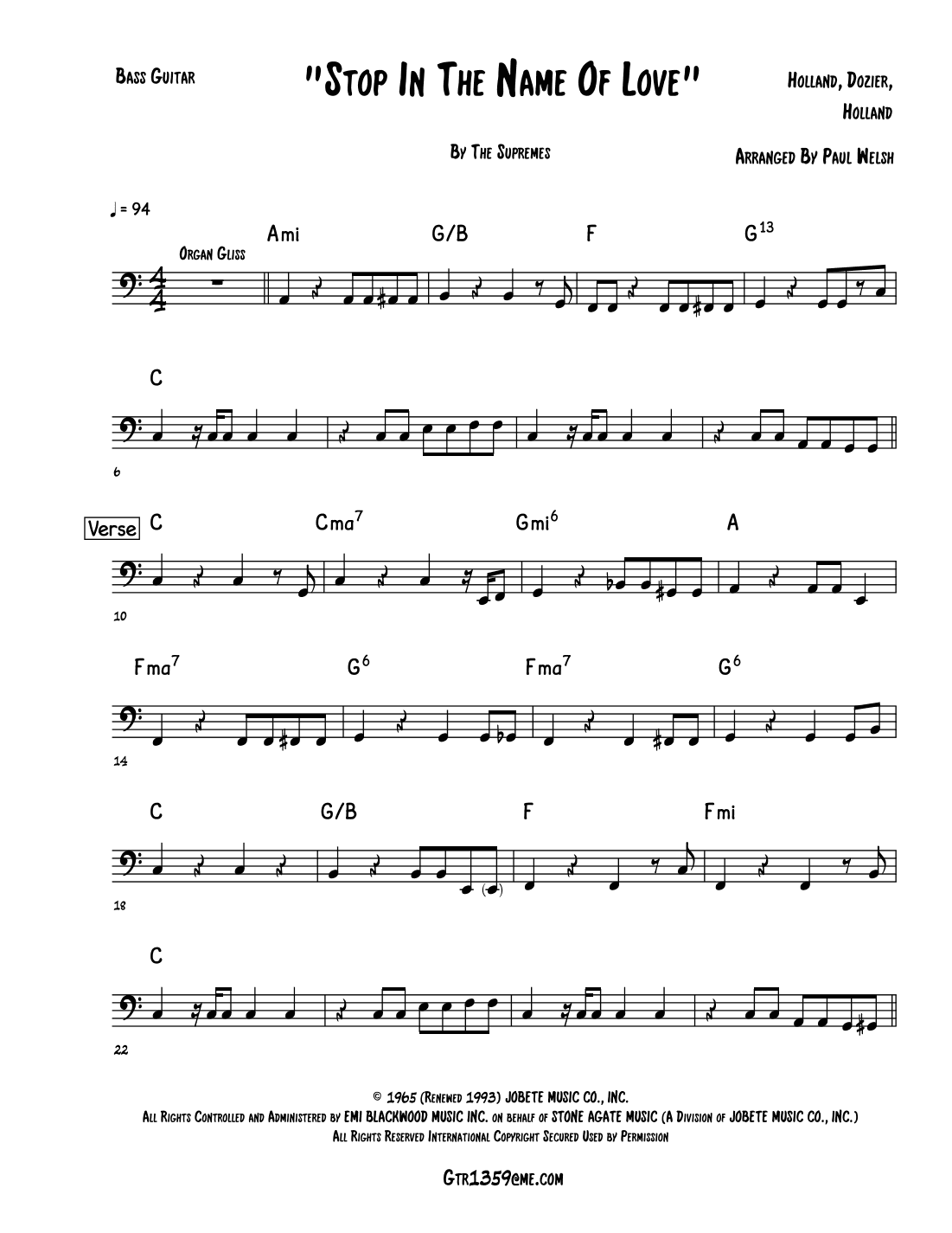 Stop! In The Name Of Love (arr. P Welsh)