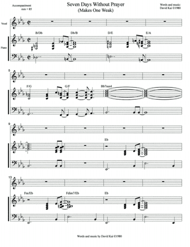 Seven Days Without Prayer (Makes One Weak) - accompaniment version