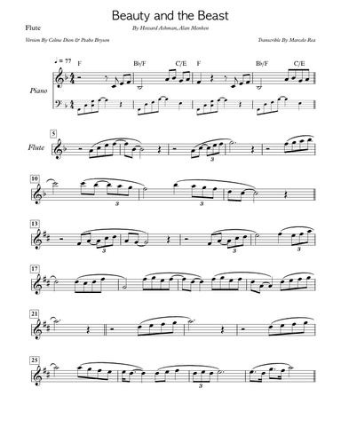 Beauty And The Beast (arr. Transcribed By Marcelo Rea)