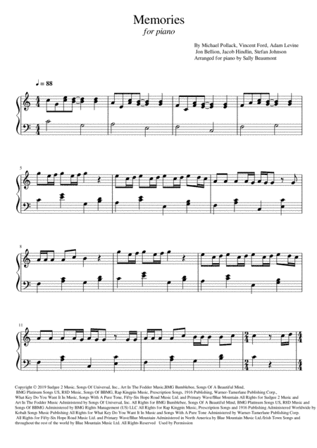 Memories (arr. Sally Beaumont)