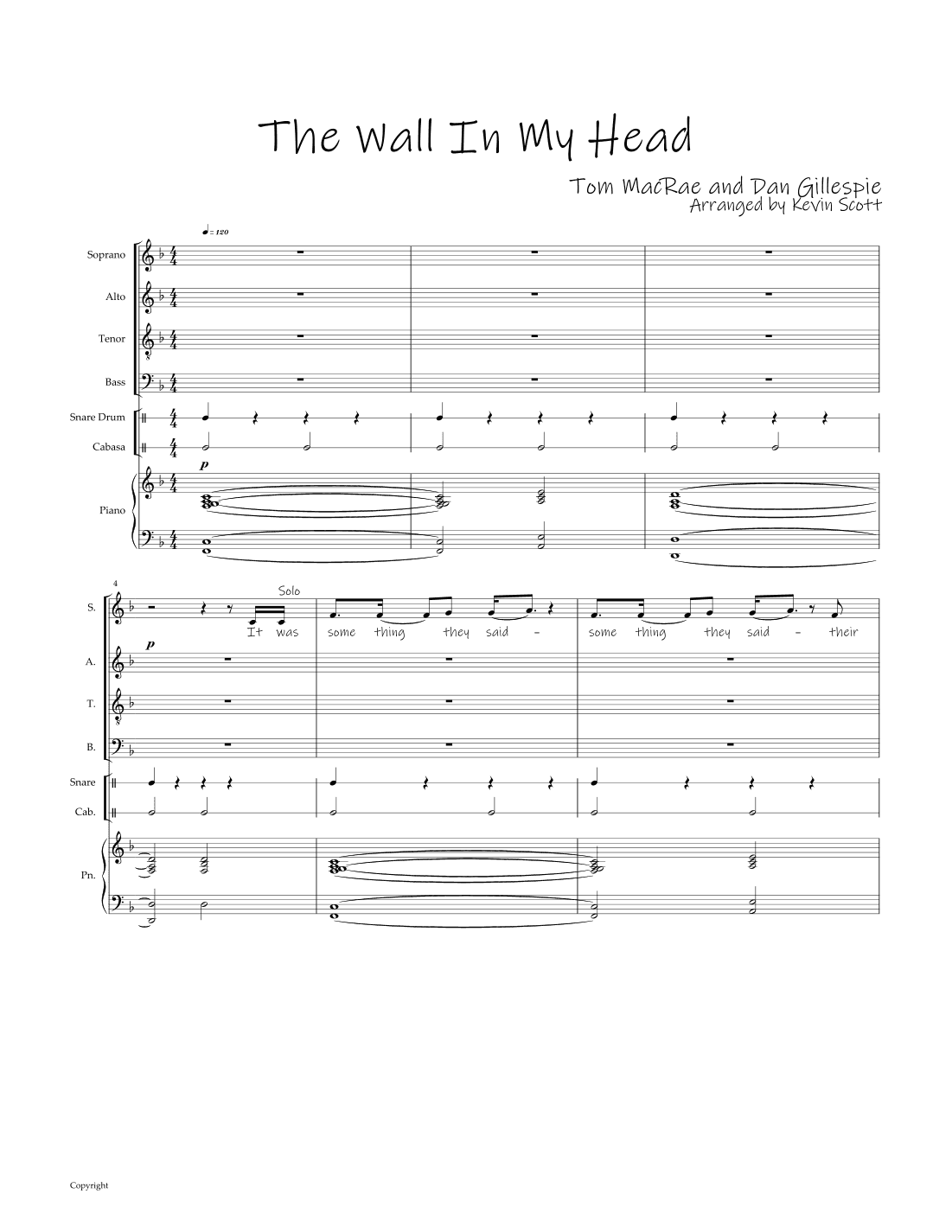 The Wall in my Head (arr. Kevin Scott)