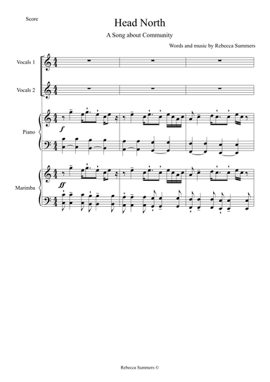 Head North (A Song about Community) - 2 Part, Piano and Marimba