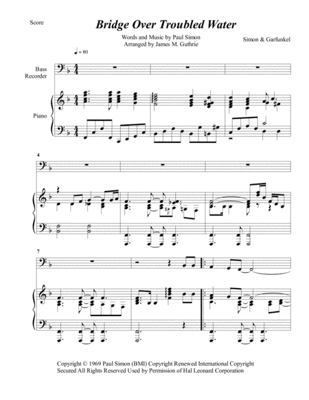 Bridge Over Troubled Water (arr. James M. Guthrie, ASCAP)