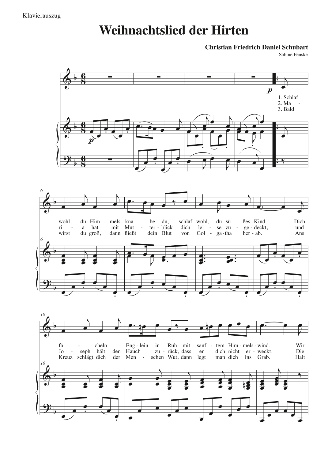 Schubart Christmas song of the shepherds (arr. Sabine Fenske)