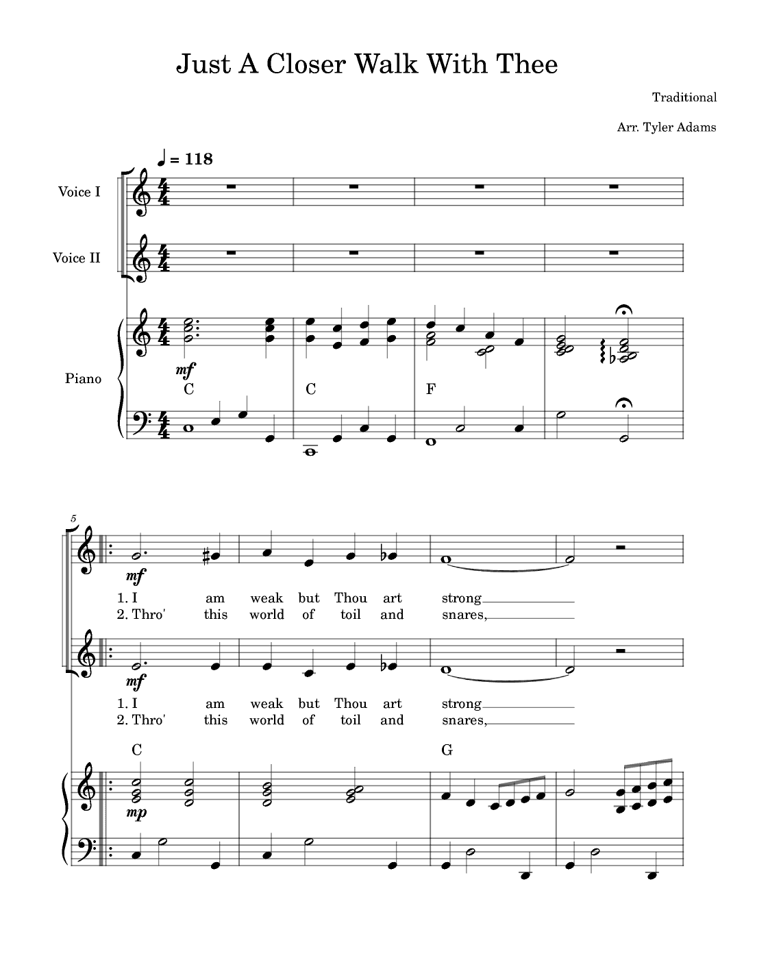 Just A Closer Walk With Thee (2-Part Choir) (arr. Tyler Adams)