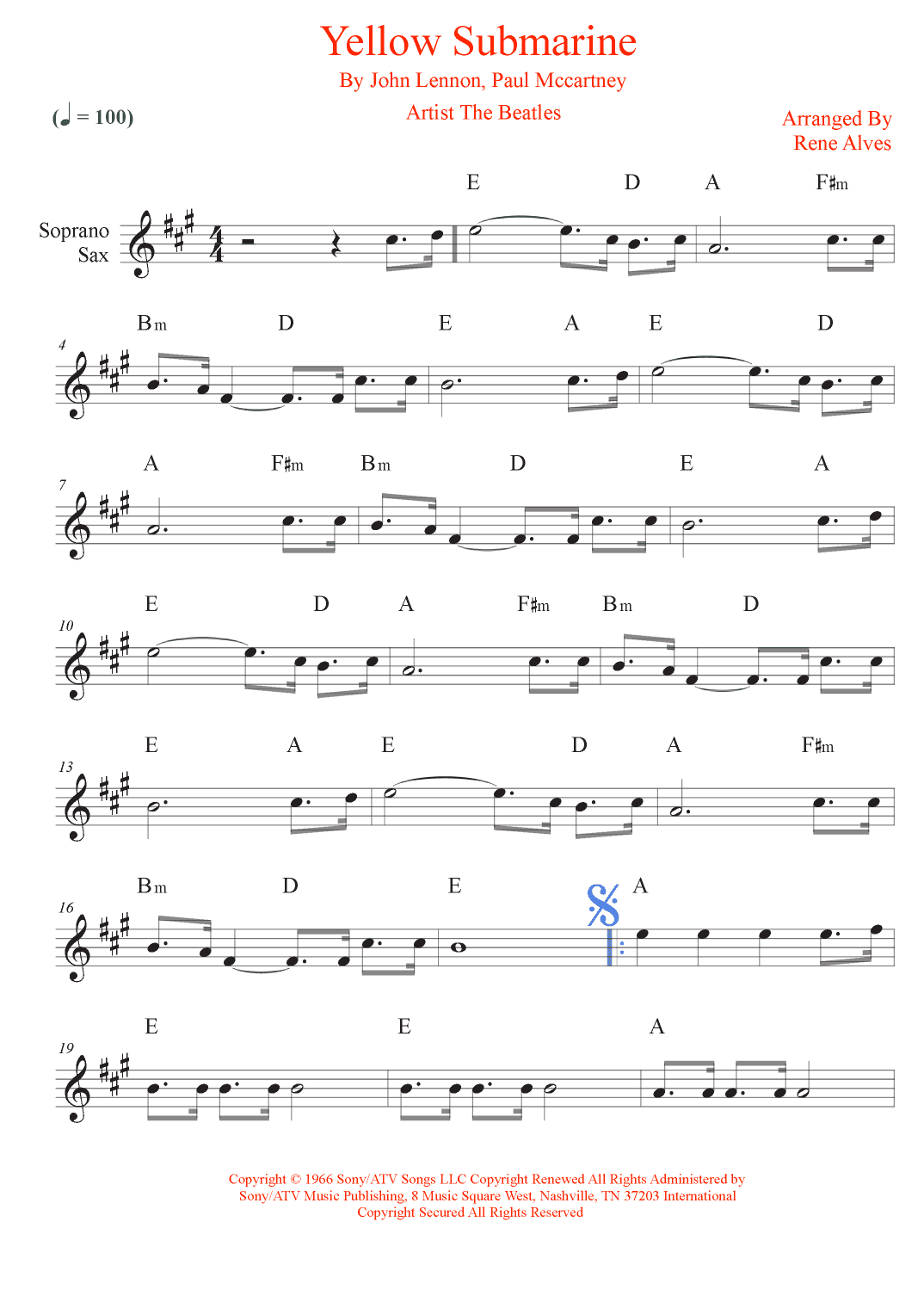 Yellow Submarine (arr. Rene Alves)