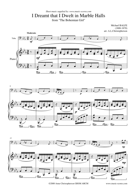 Marble Halls, from "The Bohemian Girl" - Tuba and Piano (arr. Anne L Christopherson GRSM ARCM)