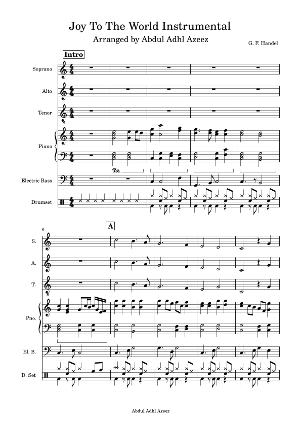 Joy to the World (SAT) arranged for School Choir (arr. Abdul Adhl Azeez)