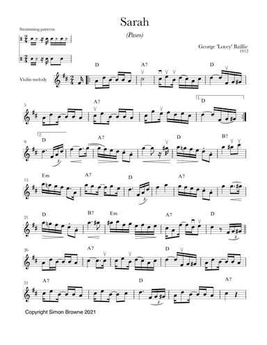 Sarah (paseo) for violin and guitar (arr. Simon Browne)
