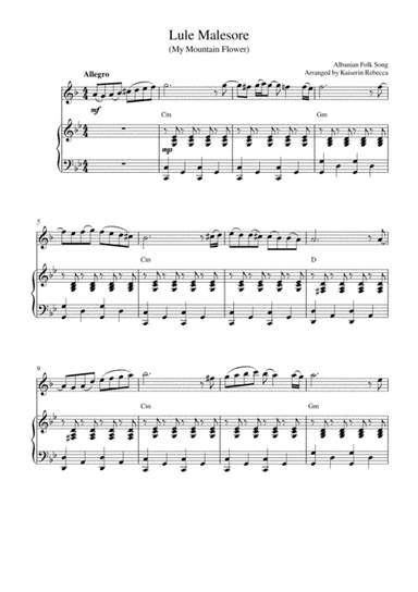 Lule Malesore (My Mountain Flower) (English horn solo and piano accompaniment) (arr. Kaiserin Rebecca)