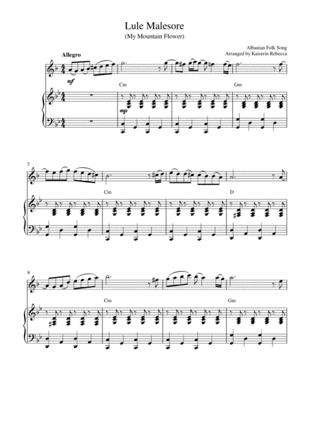 Lule Malesore (My Mountain Flower) (English horn solo and piano accompaniment) (arr. Kaiserin Rebecca)
