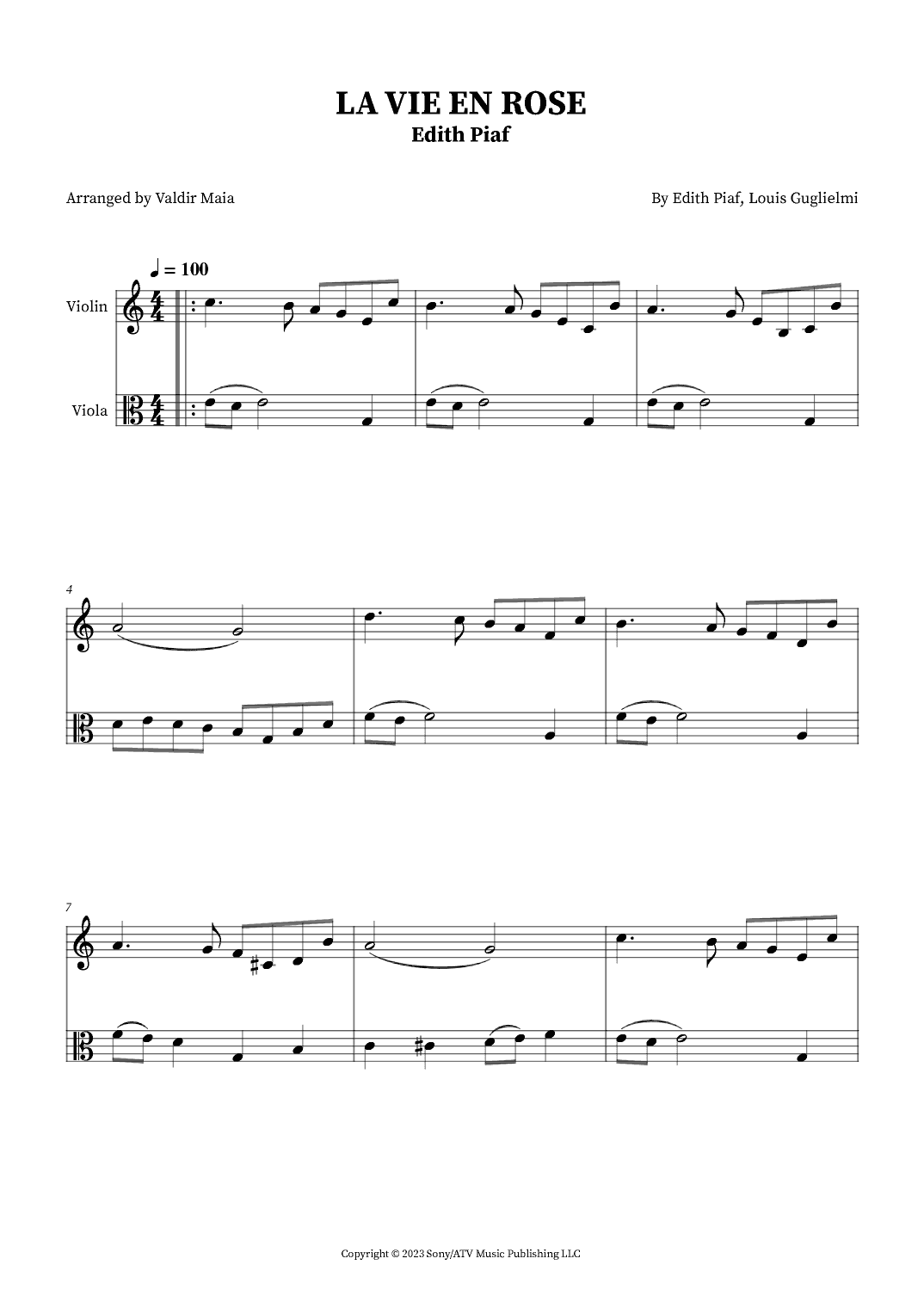 La Vie En Rose (arr. Valdir Maia)