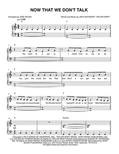 Now That We Don't Talk (arr. Jose Rojas)